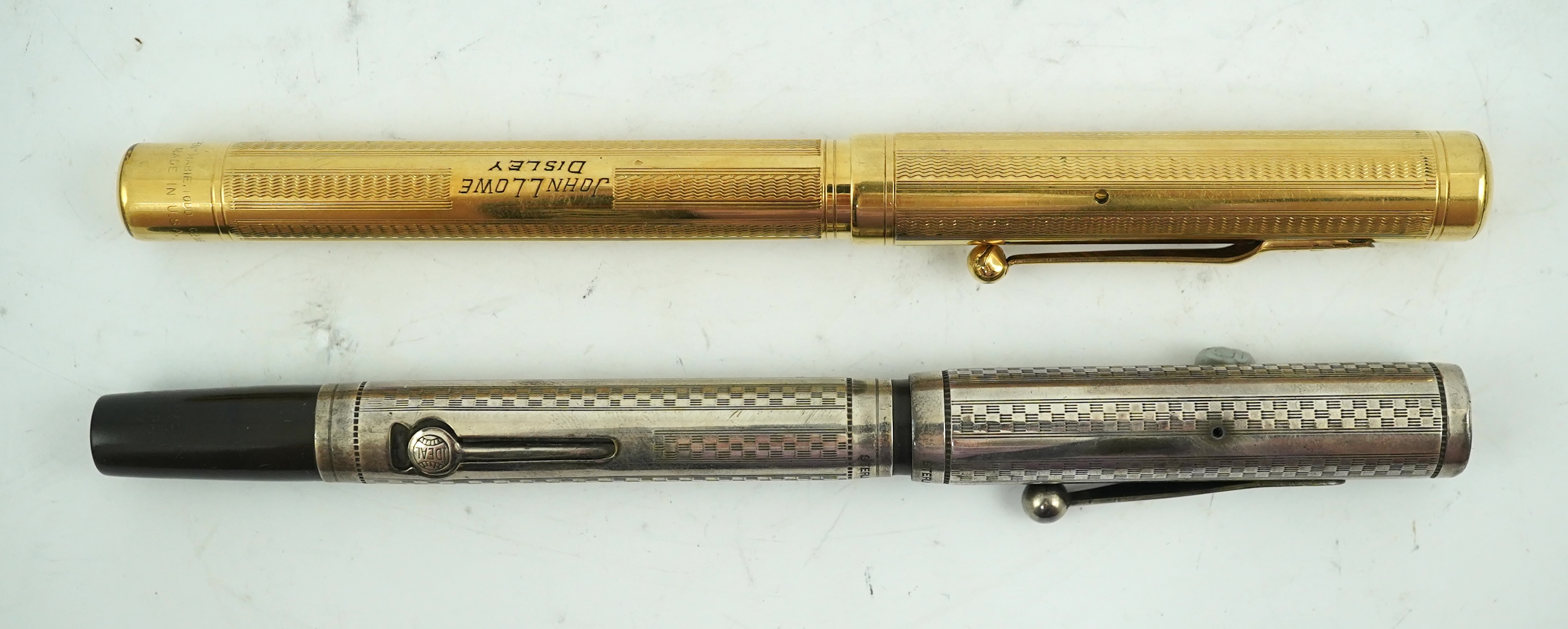 A Swan lever fill fountain pen and a sterling silver Waterman